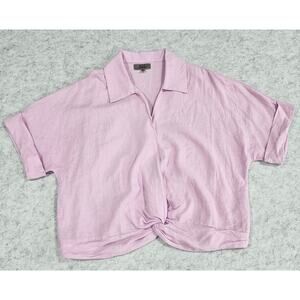 Kut from the Kloth Top, Linen Blend, Twist Knot Front, New, Womens Sz L
